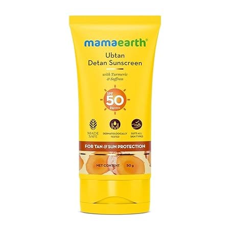 Mama Earth - Ubtan Detan Sunscreen with Turmeric & Saffron SPF 50 PA+++ (50g)