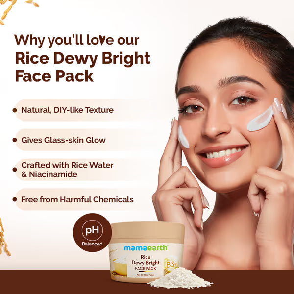 Mama Earth - Rice Dewy Bright Face Pack For All Skin Types (200g)