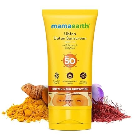 Mama Earth - Ubtan Detan Sunscreen with Turmeric & Saffron SPF 50 PA+++ (50g)