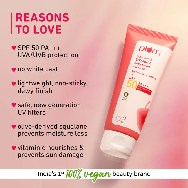 Plum - Squalane & Vitamin E Dewy - Bright Sunscreen SPF50 PA+++ (50g)