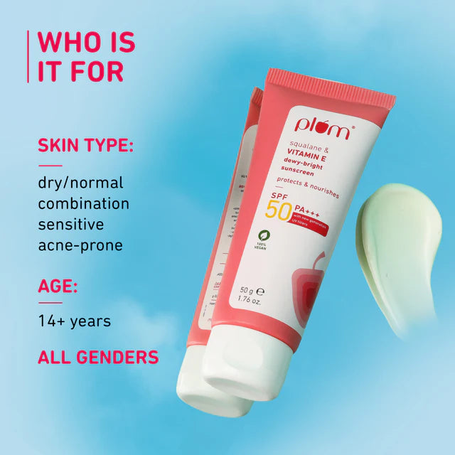 Plum - Squalane & Vitamin E Dewy - Bright Sunscreen SPF50 PA+++ (50g)