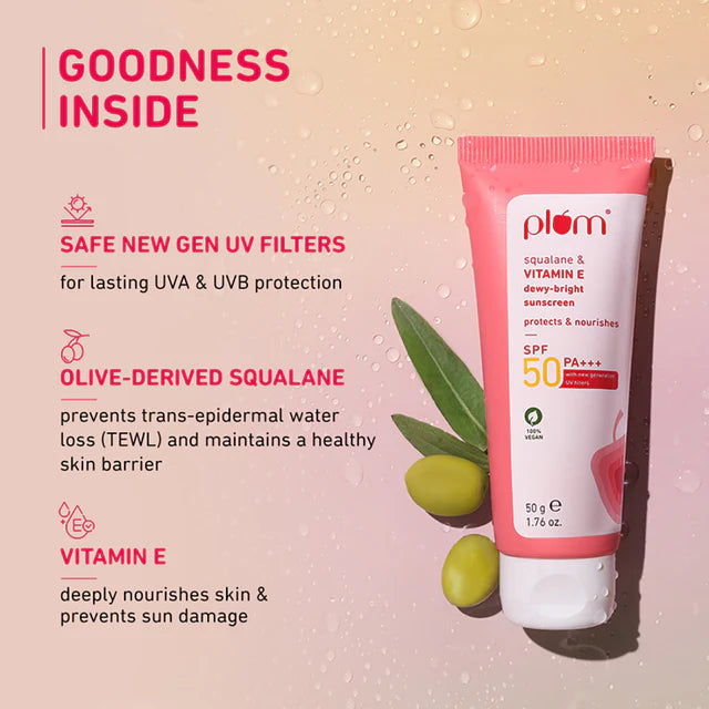 Plum - Squalane & Vitamin E Dewy - Bright Sunscreen SPF50 PA+++ (50g)