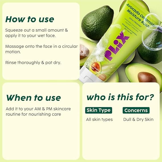 Plix - Avocado Ceramide Moisture Rush Juicy Cleanser  (100Ml)