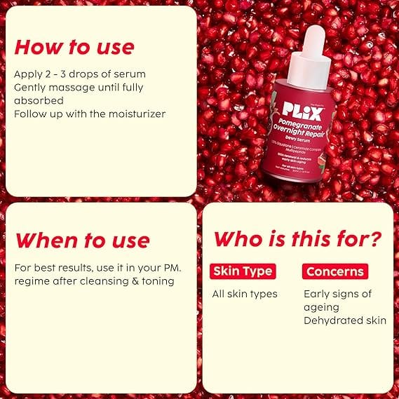 Plix - Pomegranate Overnight Repair Dewy Serum(30Ml)