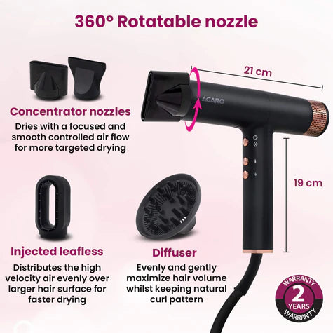 Agaro - Hair Dryer 2000Watt (Royal)
