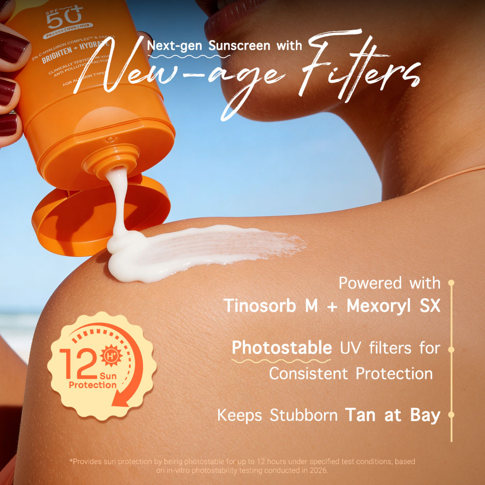 Aqualogica Glow+ Dewy Sunscreen Gel SPF 50+ PA++++, Papaya, Vit C, APF, No White Cast (80g)