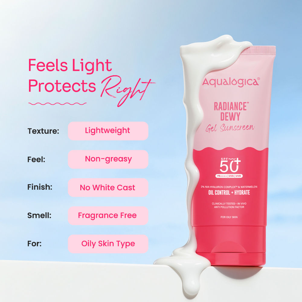 Aqualogica Radiance+ SPF 50+ PA++++, Watermelon, Niacinamide, APF, In-Vivo Tested (80g)