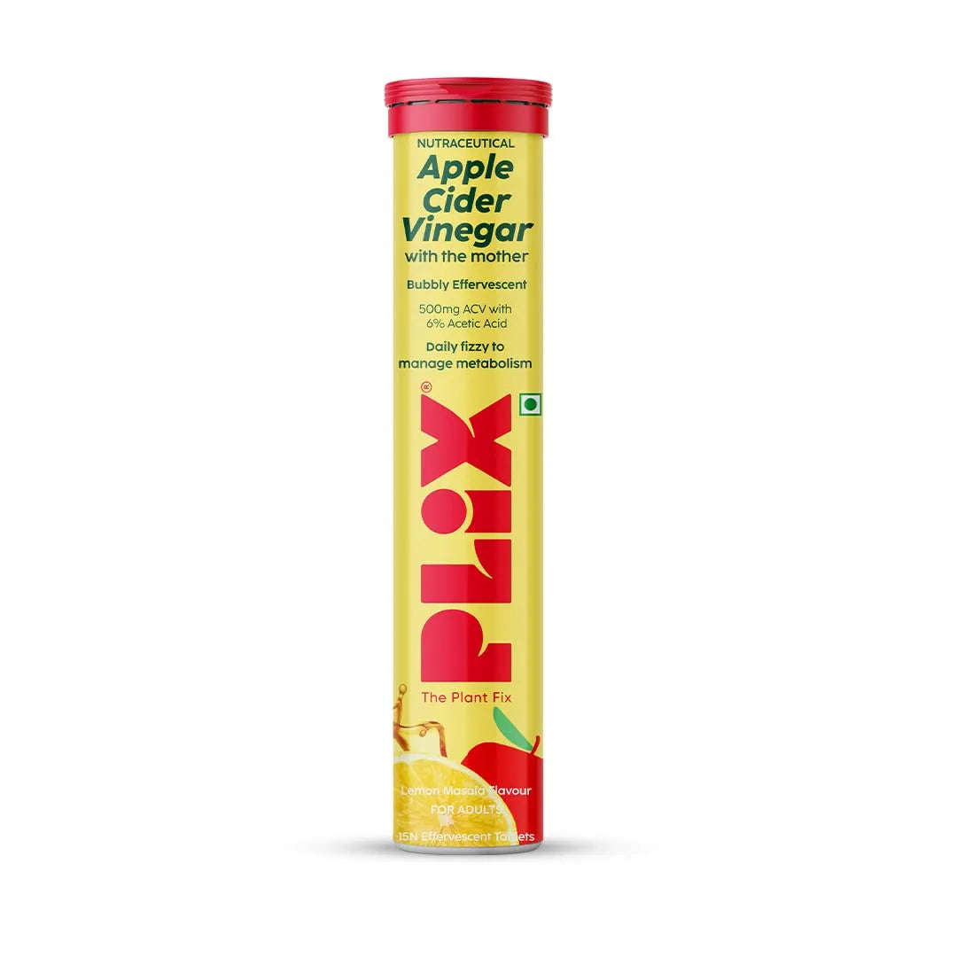 Plix - Apple Cider Vinegar Bubbly Effervescent Daily Fizzy to Manage Weight Lemon Masala Flavour Tablets (15N)