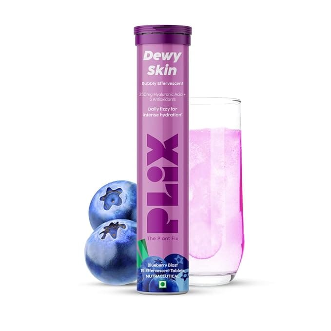 Plix - Dewy Skin Bubbly Effervescent Daily Fizzy For Intense Hydration Blueberry Flavour Tablets (15N)
