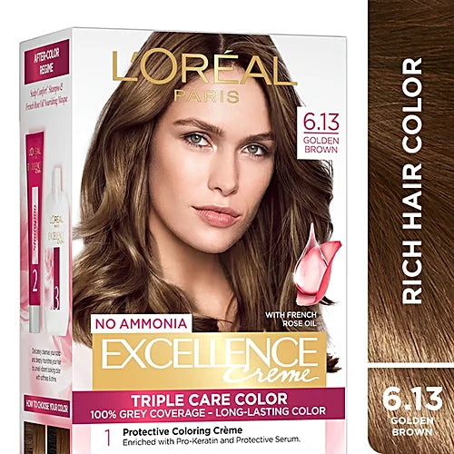 Loreal Paris - No Ammonia Excellence Creme Triple Care Color [6.13 Golden Brown]
