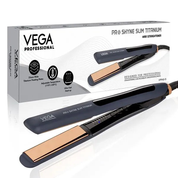 Vega Professional - Pro Shyne Slim Titanium Hair Straightener - (VPPHS-13)
