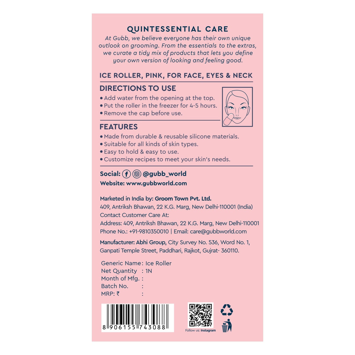 Groom Town Pvt. Pvt. Ice Roller Pink (Face, Eye & Neck)