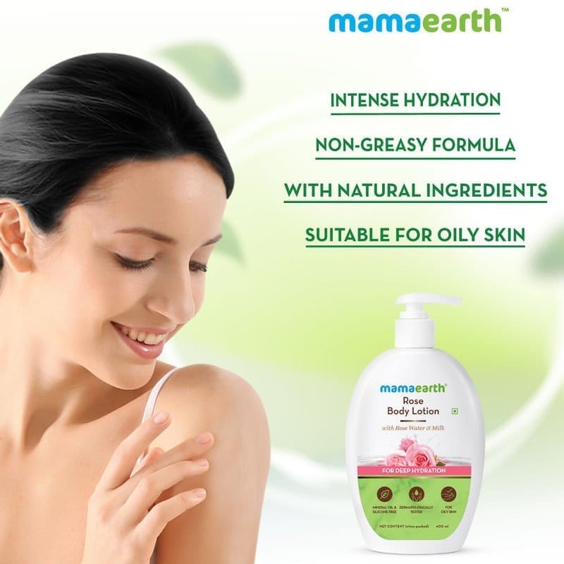 Mamaearth Rose Body Lotion with Rose Water and Milk For Deep Hydration (400mL)