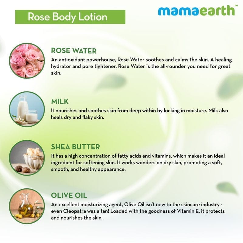 Mamaearth Rose Body Lotion with Rose Water and Milk For Deep Hydration (400mL)