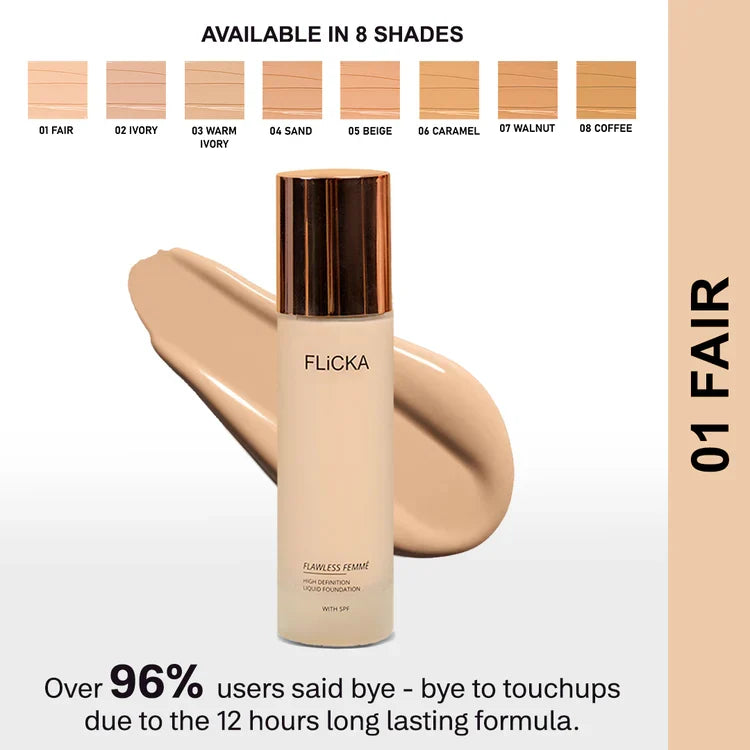Flicka Flawless Femme HD Liquid Foundation 01 Fair