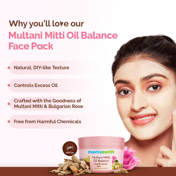 Mama Earth - Multani Mitti Oil Balance For Normal To Oily Skin (200g)