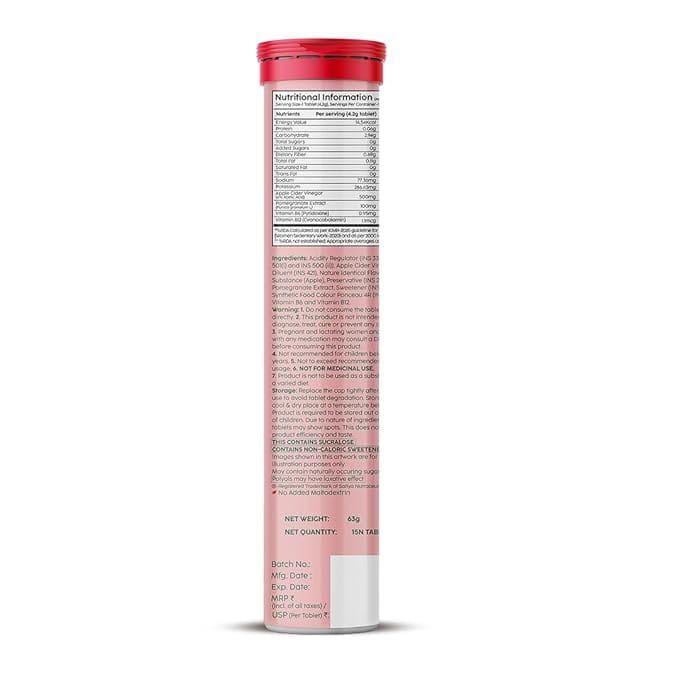 Plix - Apple Cider Vinegar Bubbly Effervescent Daily Fizzy to Manage Weight Apple Flavour Tablets (15N)