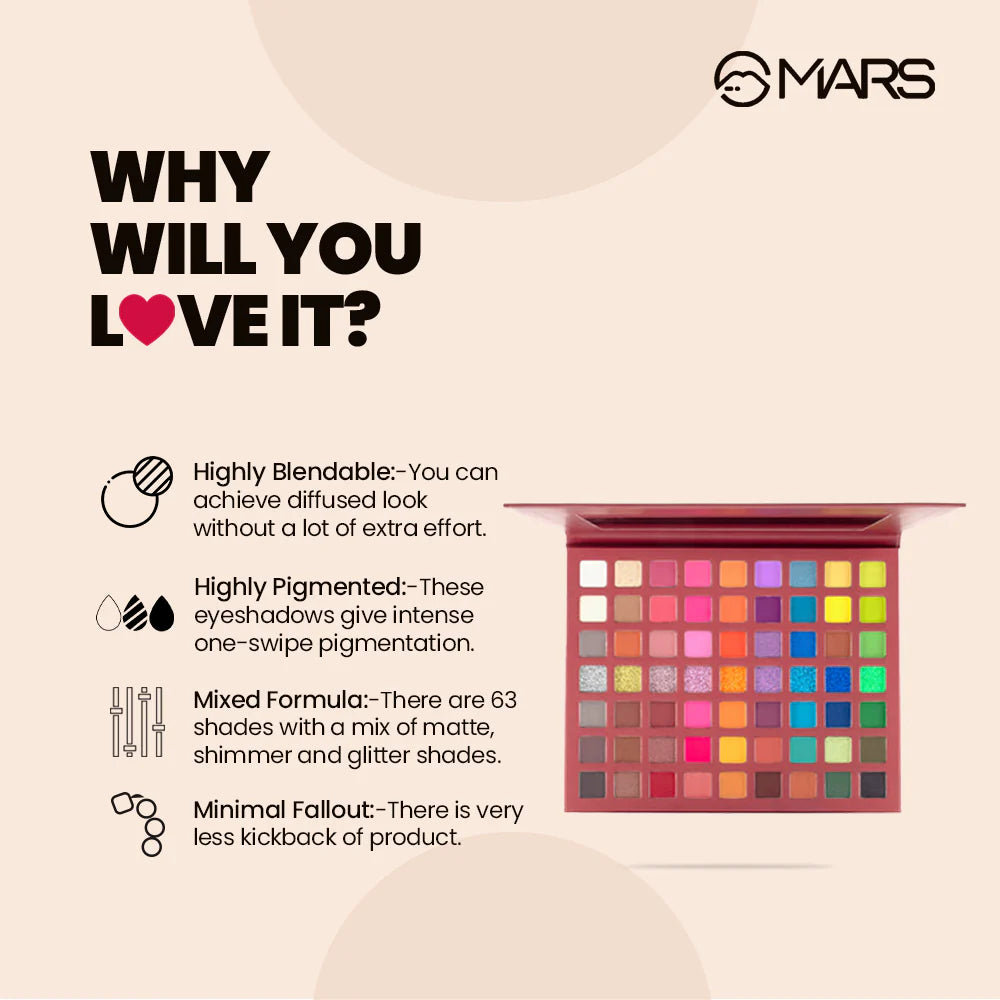 Mars - Eyes Can Kill 63 Bright Colour Eyeshadow Palette (EP63)