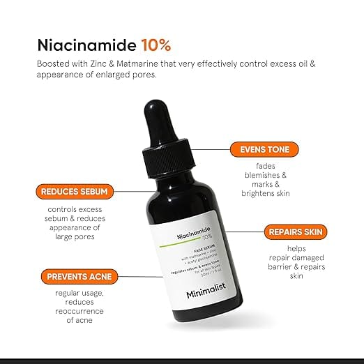 Minimalist - Niacinamide 10% Face Serum With Matmarine + Zinc + Acetyl Glucosamine (60ML)