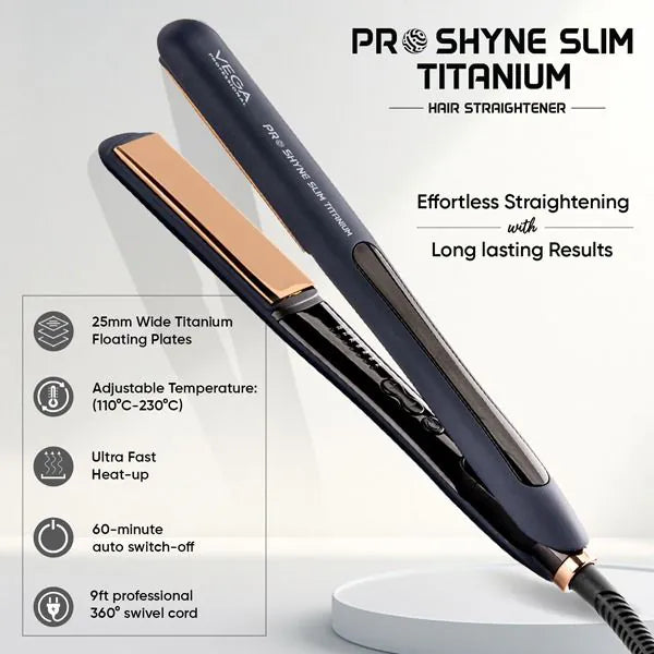 Vega Professional - Pro Shyne Slim Titanium Hair Straightener - (VPPHS-13)