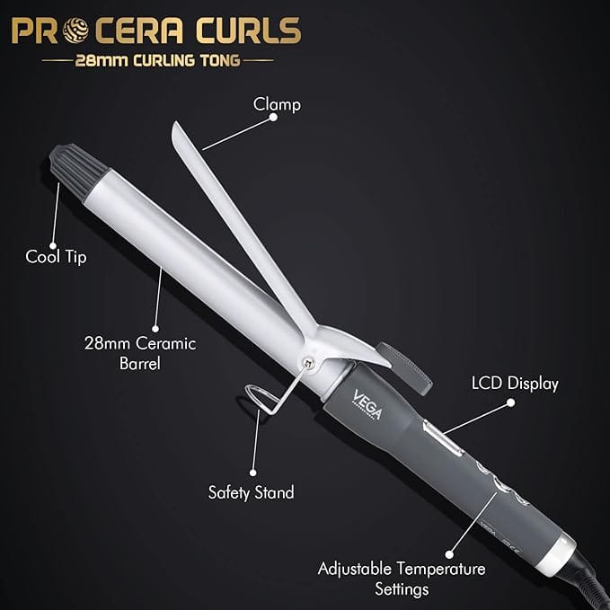 Vega Professional – Pro Cera Curls 28mm Curling Tong (VPMCT 05)