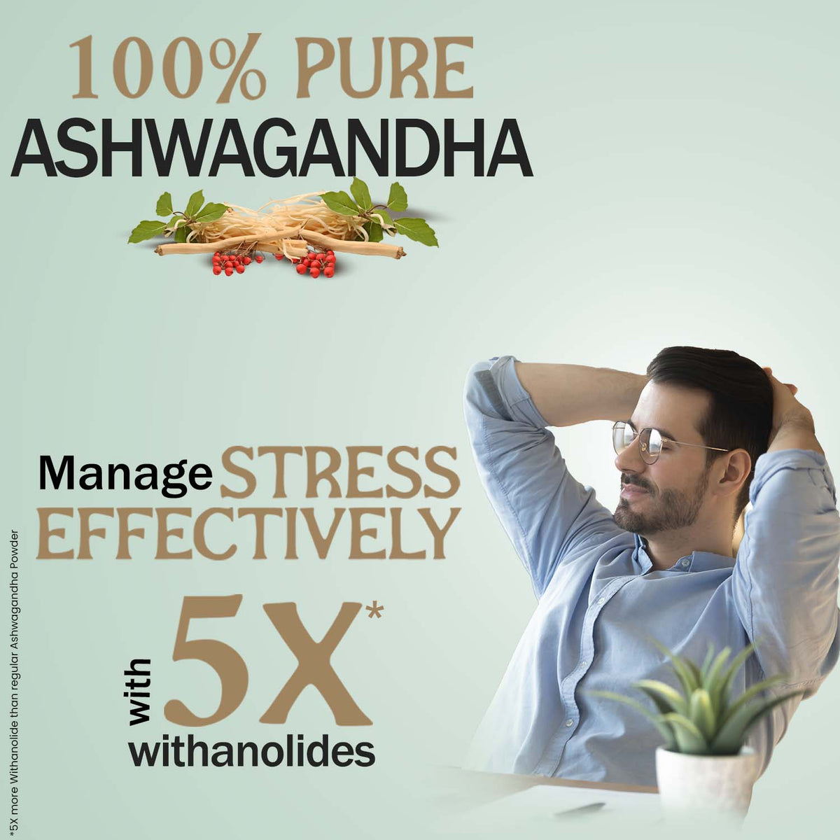 Zandu-O Daily Calm - Reduce Stress with Pure Ashwagandha Root Extract 60 N Caps x 2U