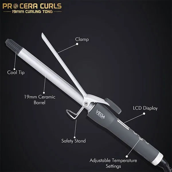 Vega Professional – Pro Cera Curls 19mm Curling Tong - (VPMCT - 02)