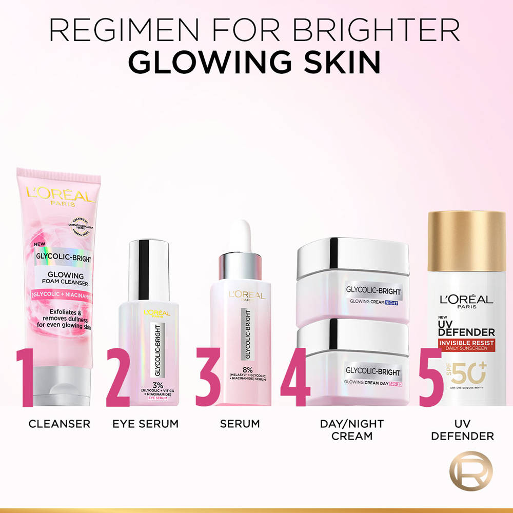 L'Oreal Paris Glycolic Bright Daily Foaming Face Cleanser With Glycolic Acid For Dull Skin