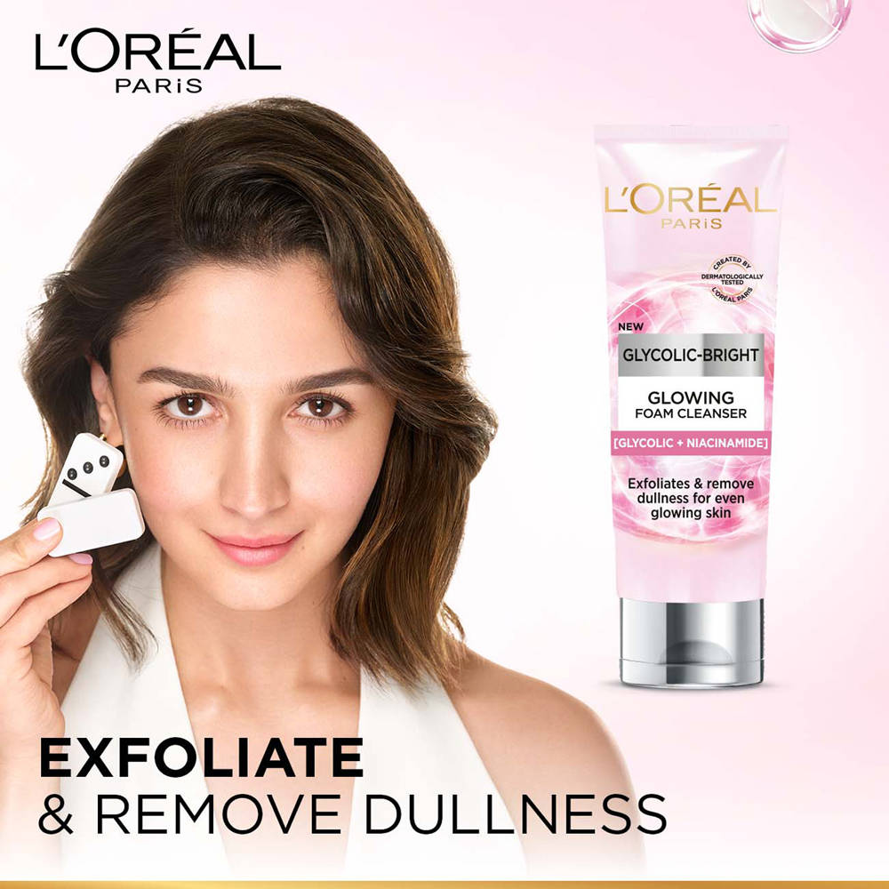L'Oreal Paris Glycolic Bright Daily Foaming Face Cleanser With Glycolic Acid For Dull Skin