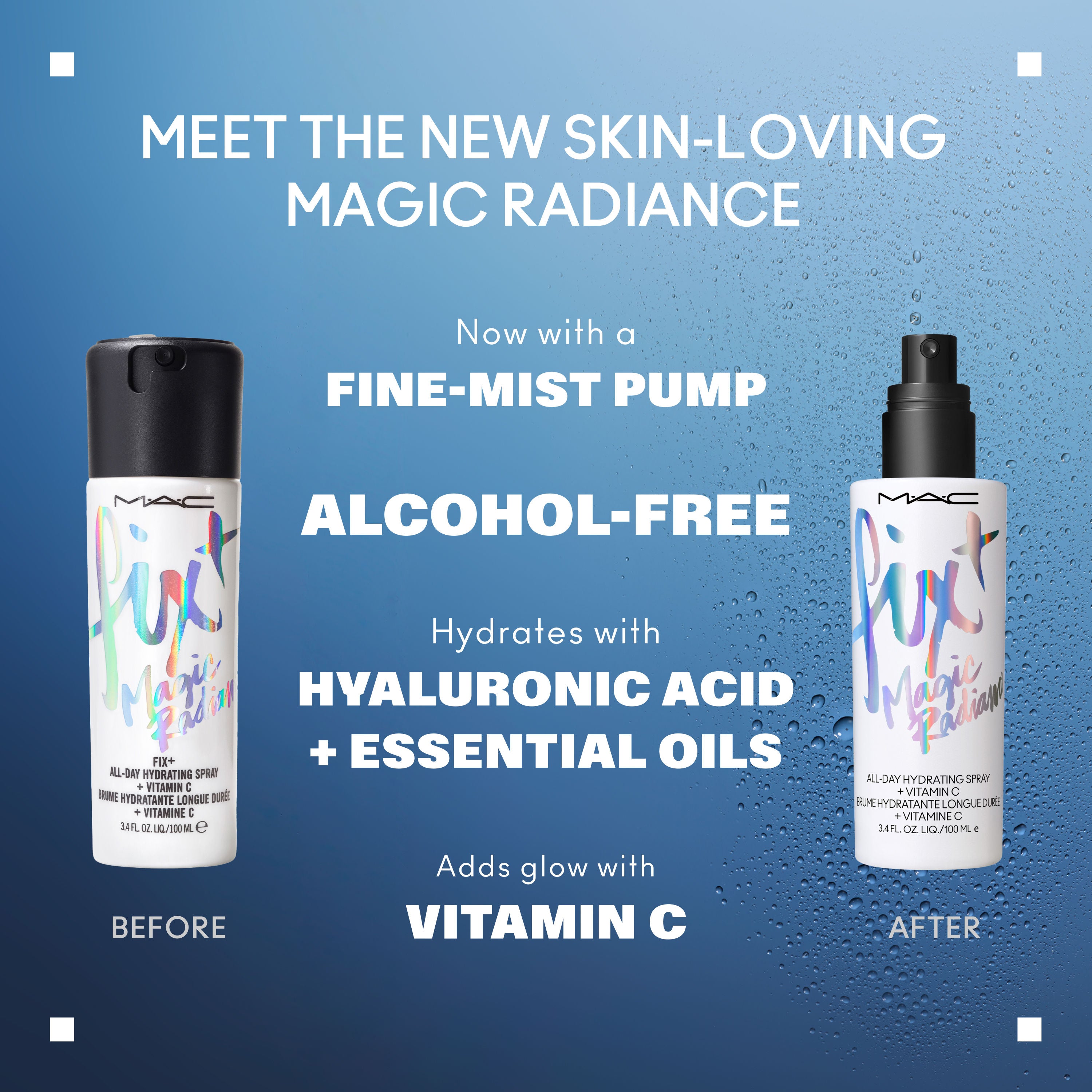 M.A.C Prep + Prime Fix+ Setting Spray - Magic Radiance (Makeup Fixer) With Hyaluronic Acid (100ml)