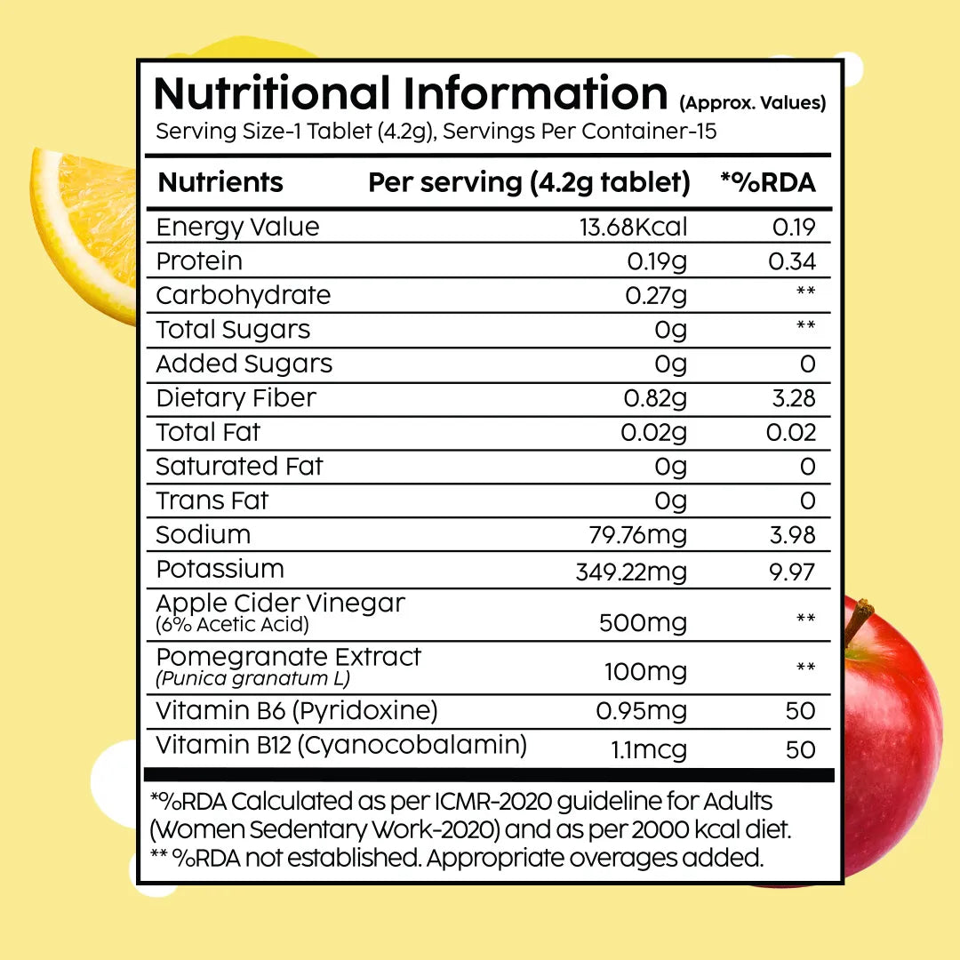 Plix - Apple Cider Vinegar Bubbly Effervescent Daily Fizzy to Manage Weight Lemon Masala Flavour Tablets (15N)
