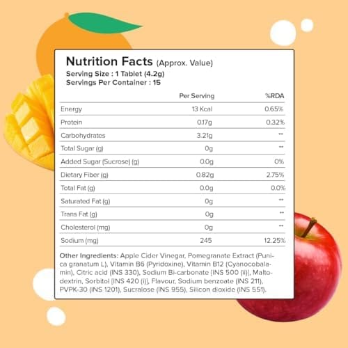 Plix - Apple Cider Vinegar Daily Fizzy To Manage Weight Mango Flavour Tablets (15N)