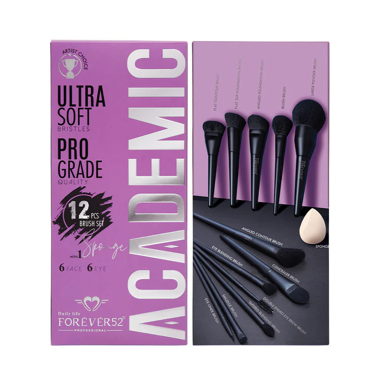 Forever 52 - Ultra Soft Bristles Pro Grade 12 Pcs Brush Set With 1 Sponge