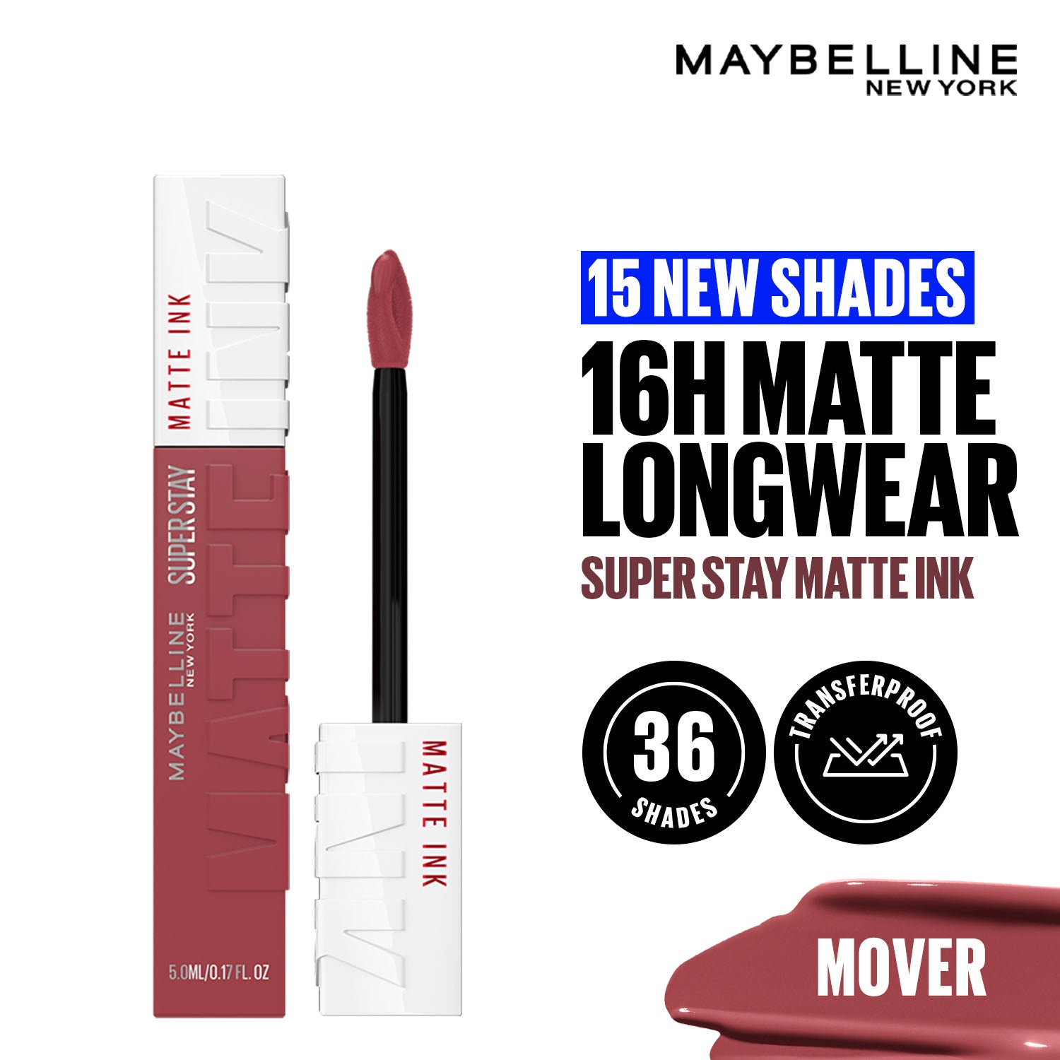 Maybelline New York Super Stay Matte Ink Liquid Lipstick, Lasts Up to 16 Hours - Mover