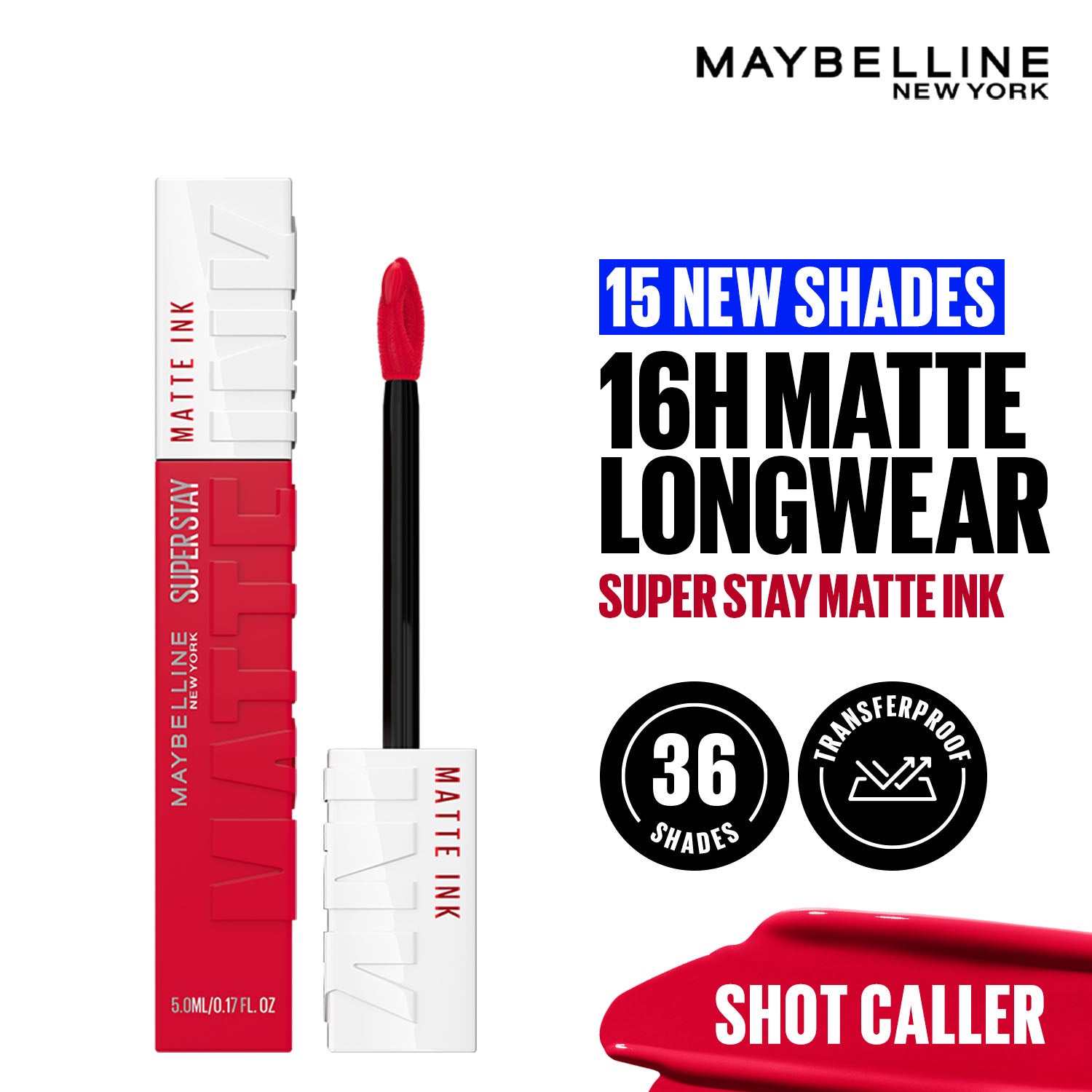 Maybelline New York Super Stay Matte Ink Liquid Lipstick, Lasts Up to 16 Hours - Shot Caller