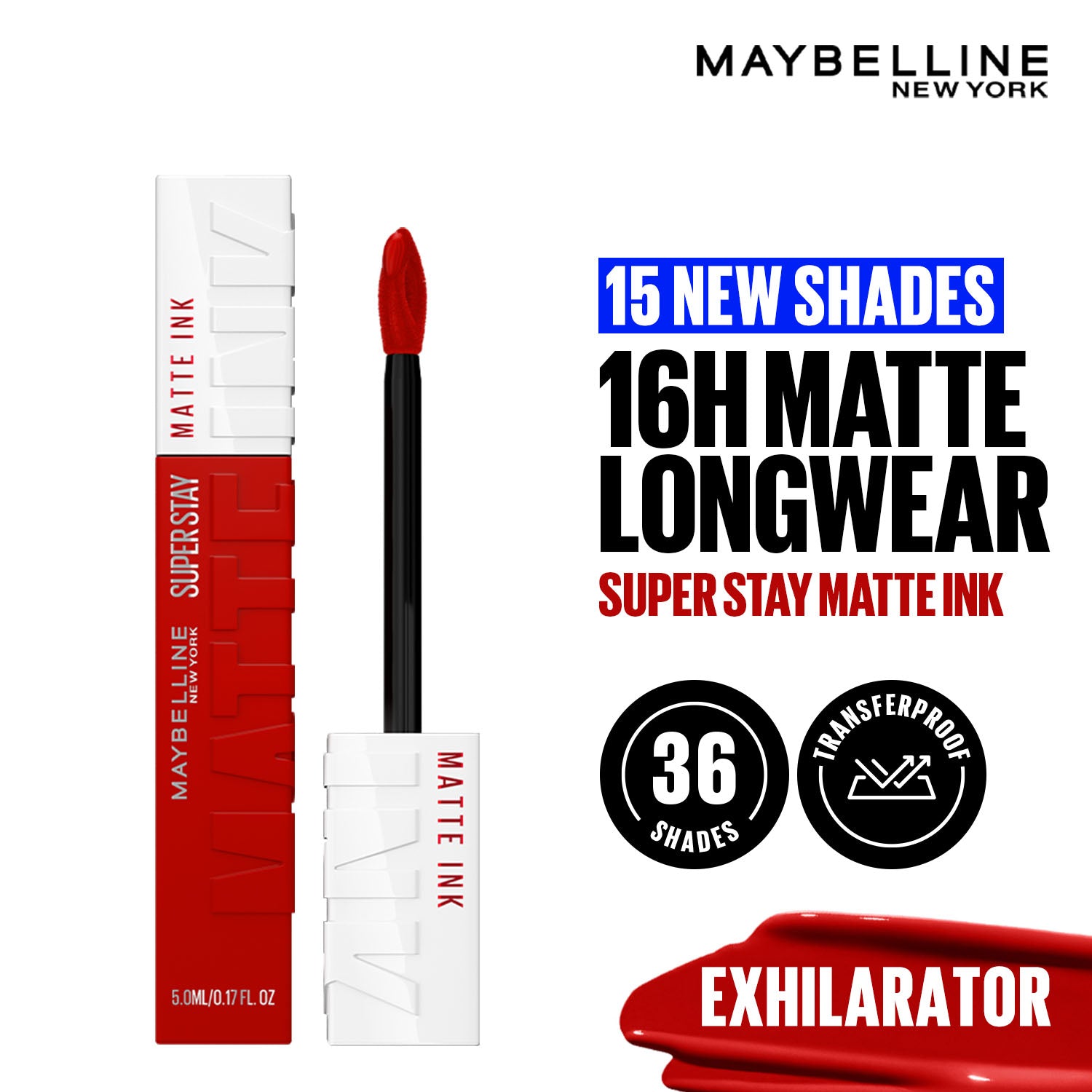 Maybelline New York Super Stay Matte Ink Liquid Lipstick, Lasts Up to 16 Hours - Exhilarator