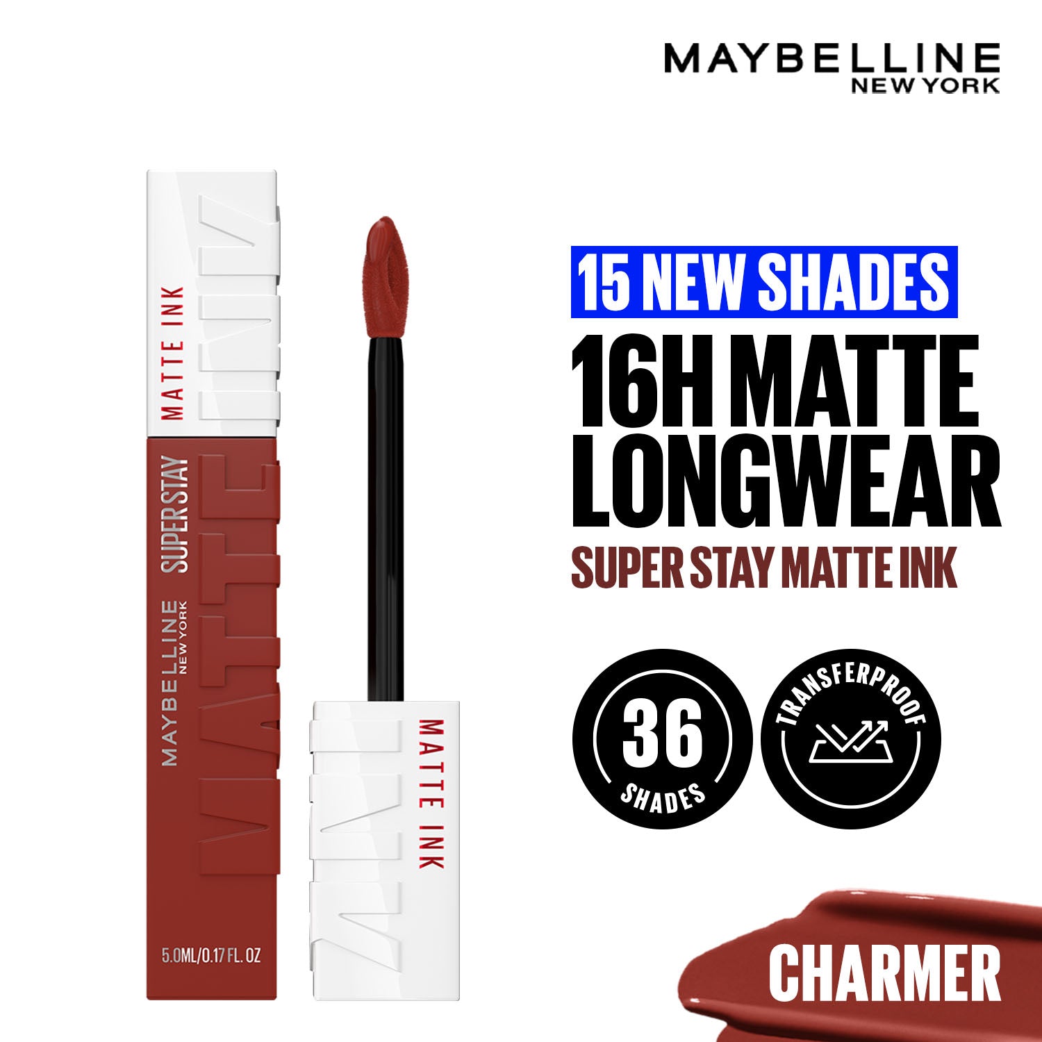 Maybelline New York Super Stay Matte Ink Liquid Lipstick, Lasts Up to 16 Hours - Charmer