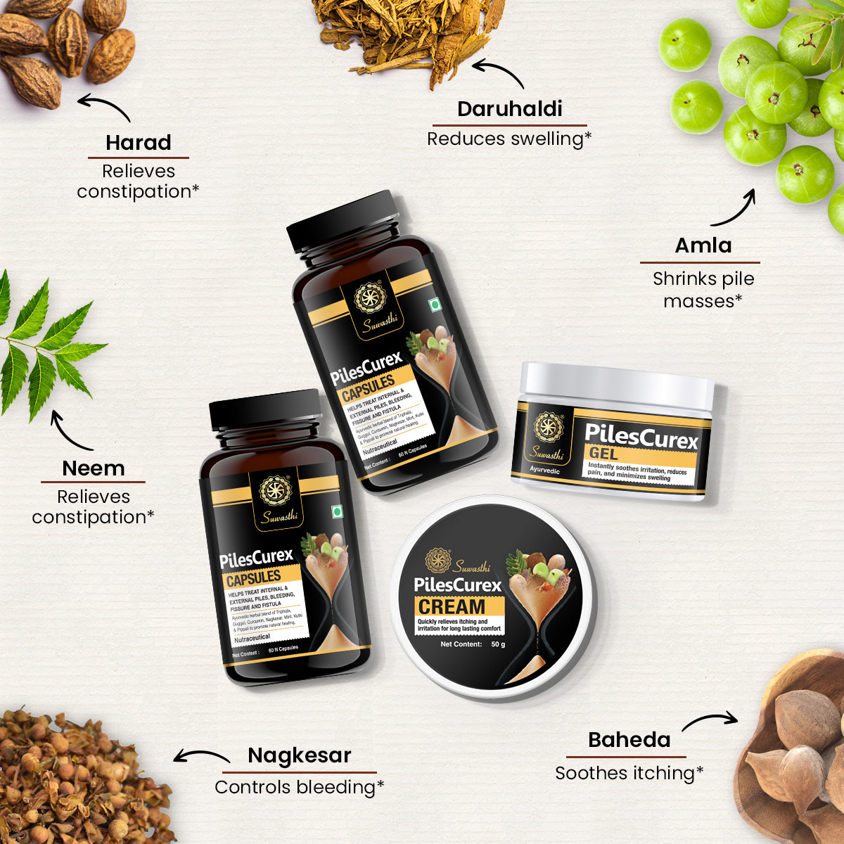 Suwasthi PilesCurex Kit - Natural Piles Relief Support