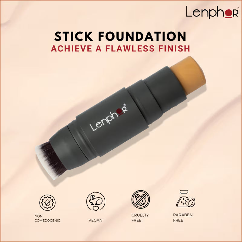 Lenphor - Waterproof Long-lasting Full Coverage Stick Foundation Ivory Full Coverage Foundation for Women, Girls (8g)