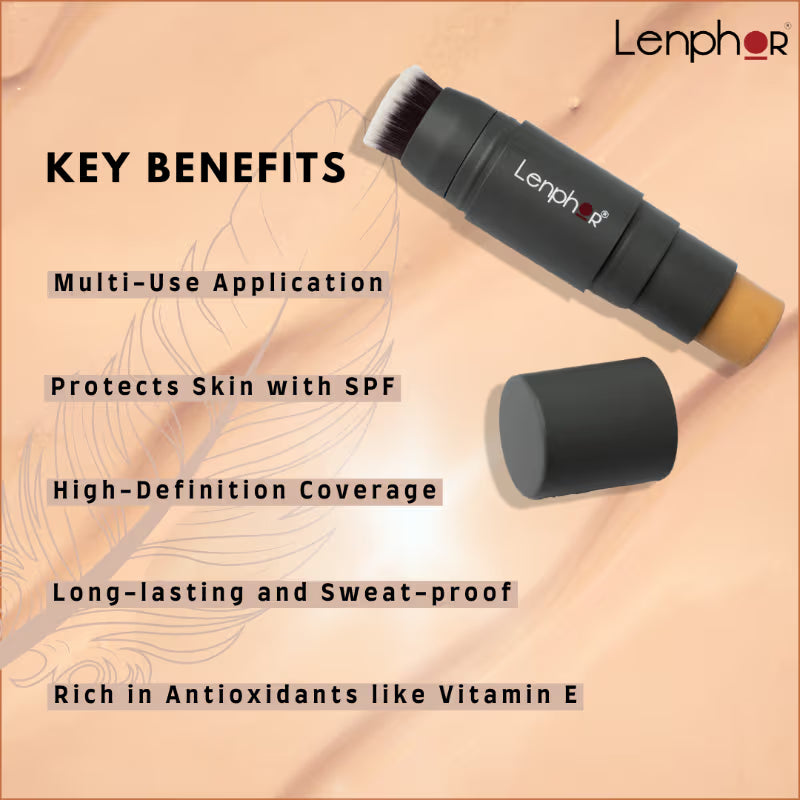 Lenphor - Waterproof Long-lasting Full Coverage Stick Foundation Ivory Full Coverage Foundation for Women, Girls (8g)