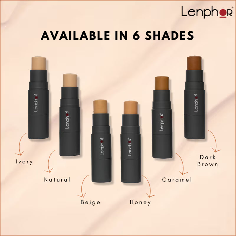 Lenphor - Waterproof Long-lasting Full Coverage Stick Foundation Ivory Full Coverage Foundation for Women, Girls (8g)