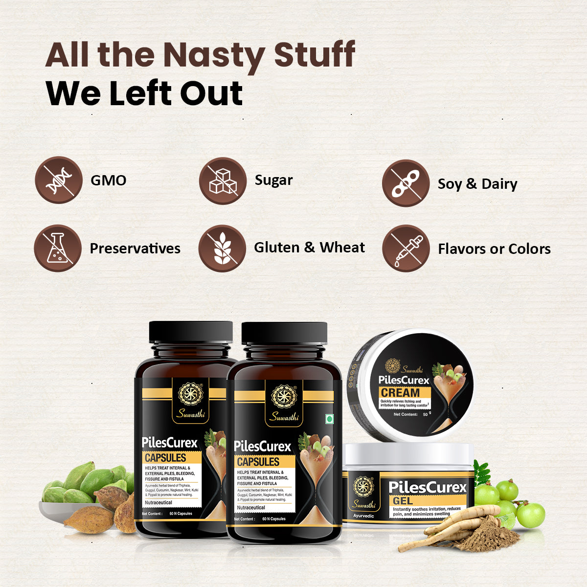 Suwasthi PilesCurex Kit - Natural Piles Relief Support