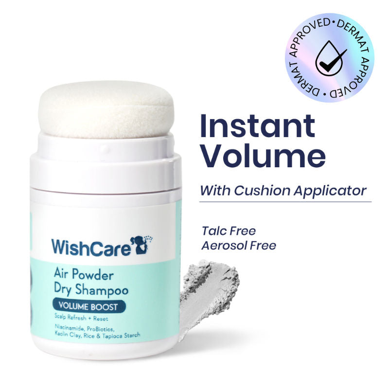WishCare Air Powder Dry Shampoo for Oily Hair & Scalp-No White Cast-Aerosol Free-Volume Boost (10g)