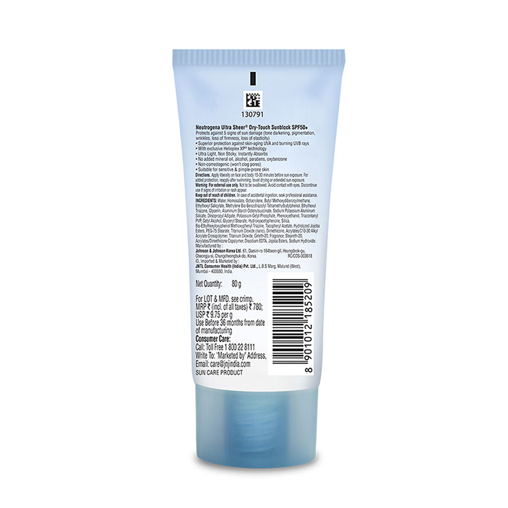 Neutrogena Ultrasheer SPF50+ PA++++ Ultra Light Moisturizing Face Sunscreen Oily & Sensitive Skin (80g)