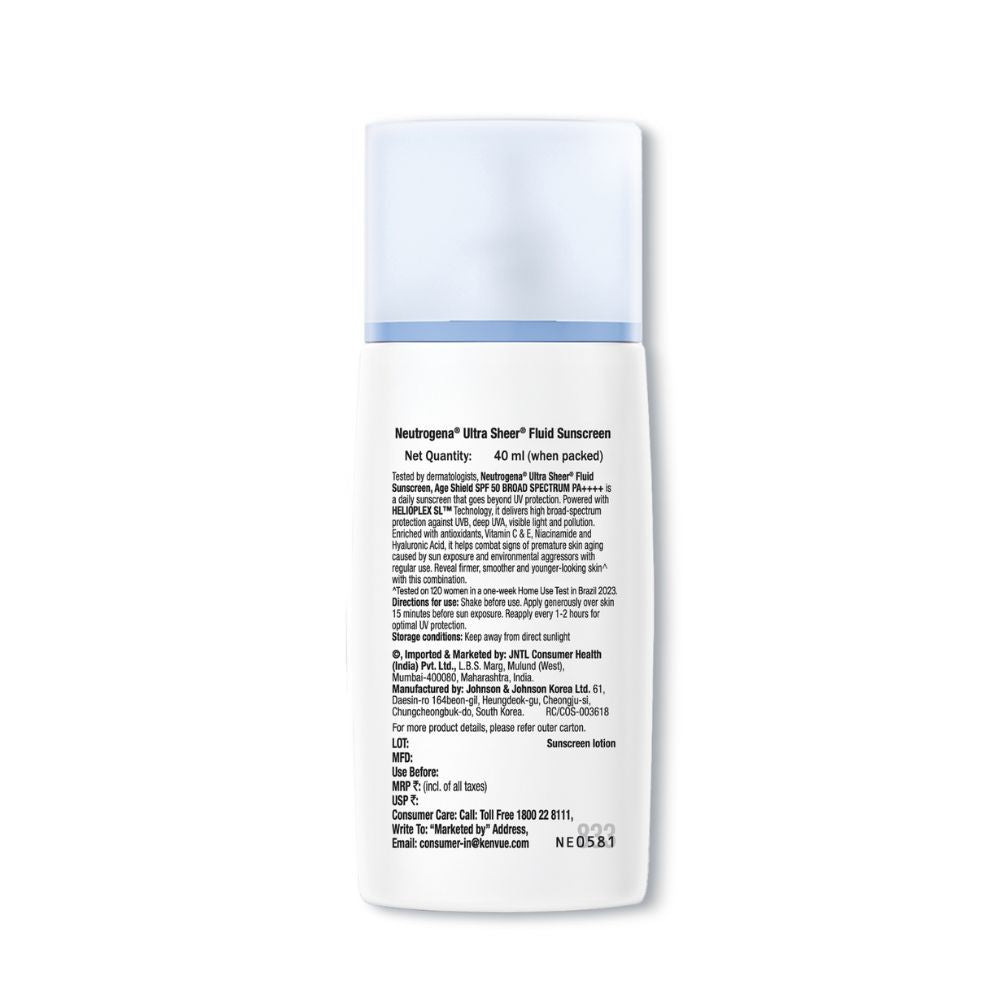 Neutrogena Ultrasheer Age Shield Fluid Face Sunscreen SPF 50+ PA++++ (40ml)