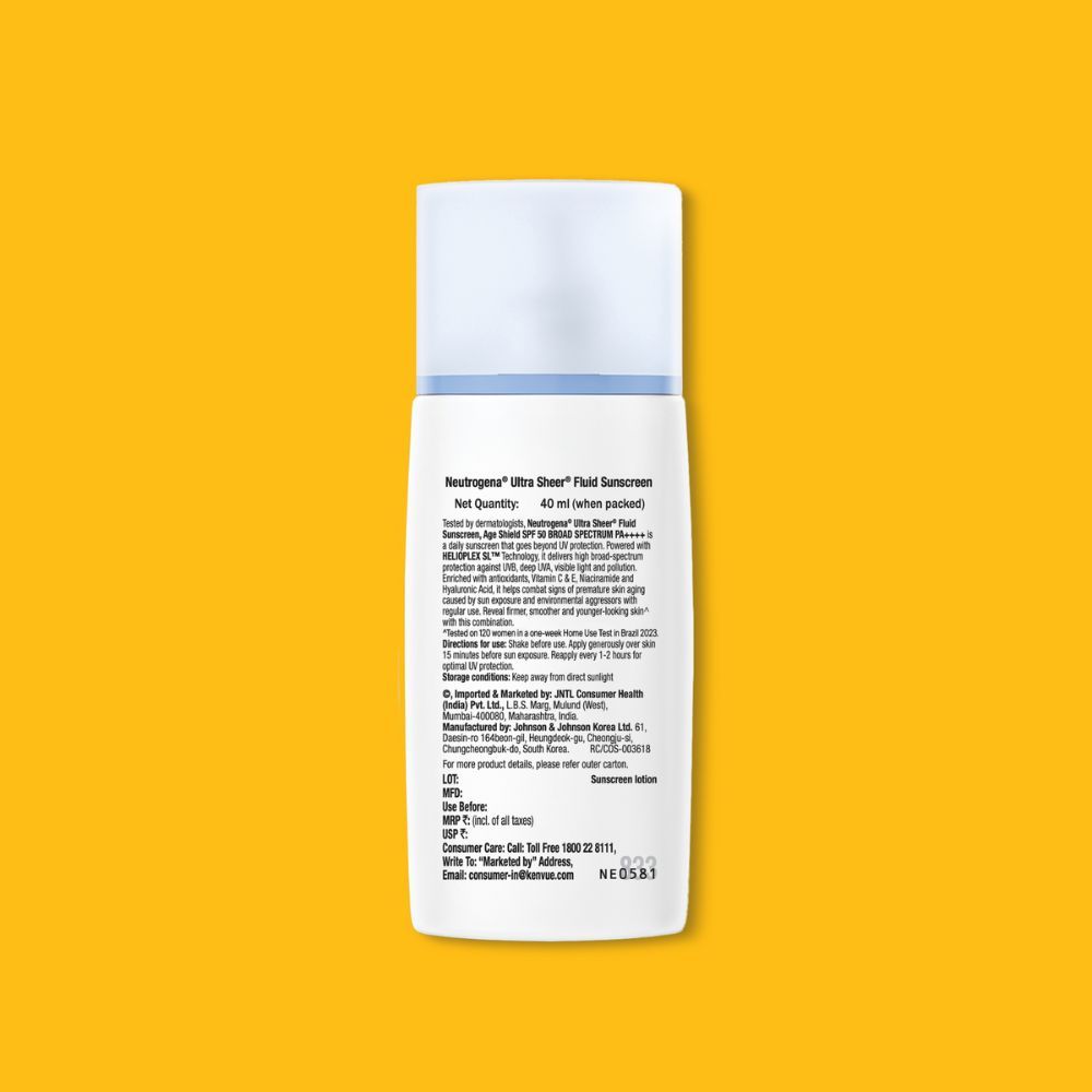 Neutrogena Ultrasheer Age Shield Fluid Face Sunscreen SPF 50+ PA++++ (40ml)