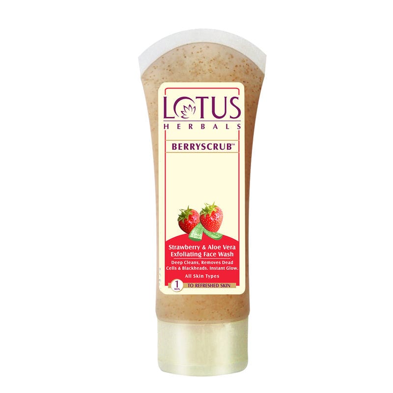 Lotus Herbals - Berryscrub Strawberry & Aloe Vera Exfoliating Face Wash (50g)