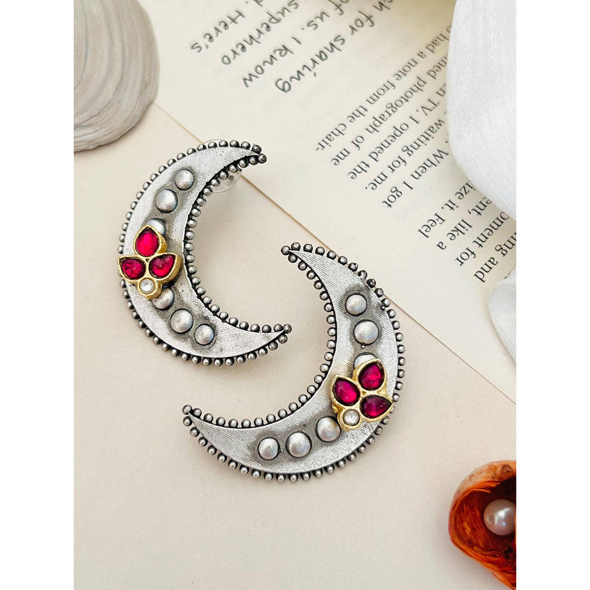 Abdesigns High Quality German Silver Plating Earring Red · One Size