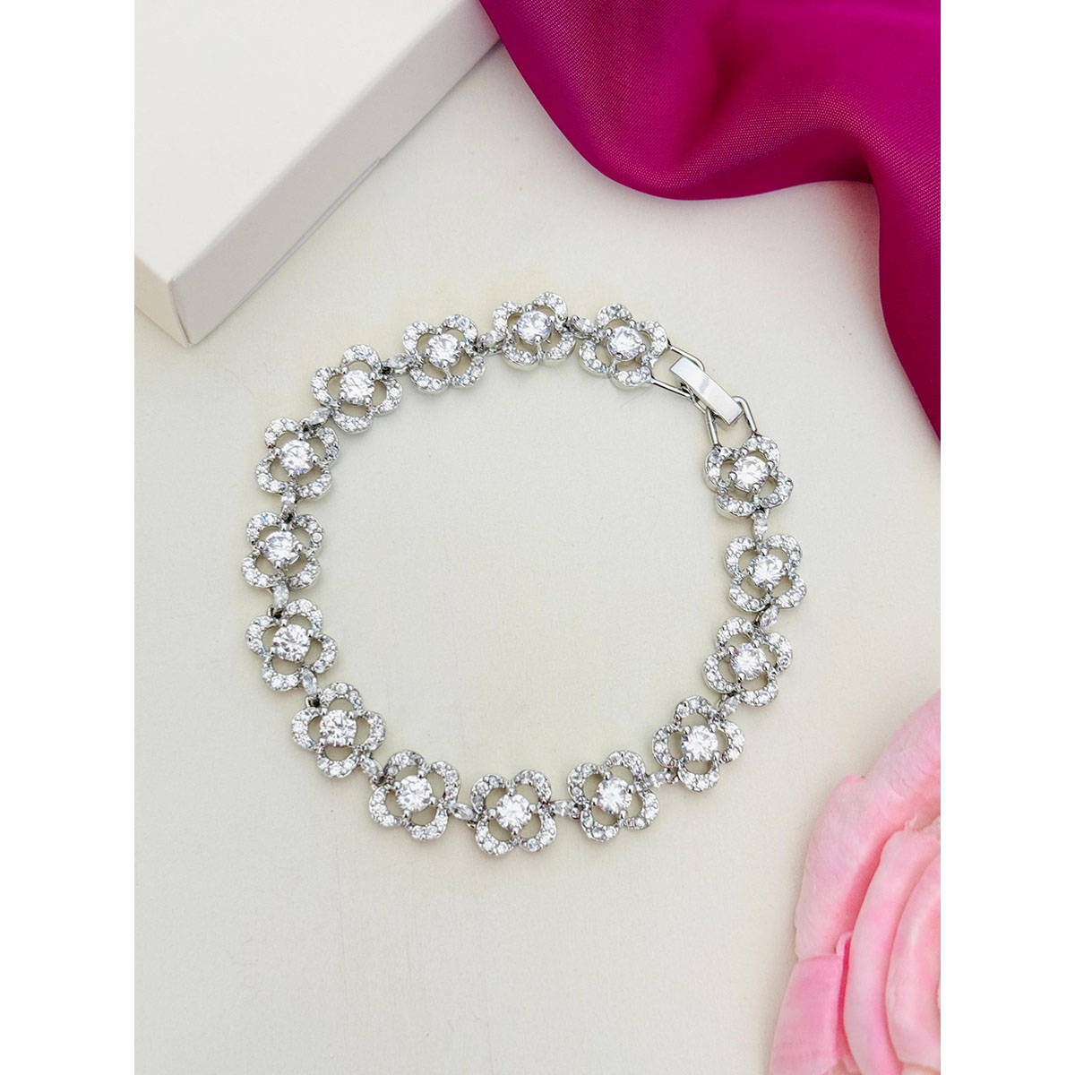 Abdesigns High Quality American Diamond Bracelet White