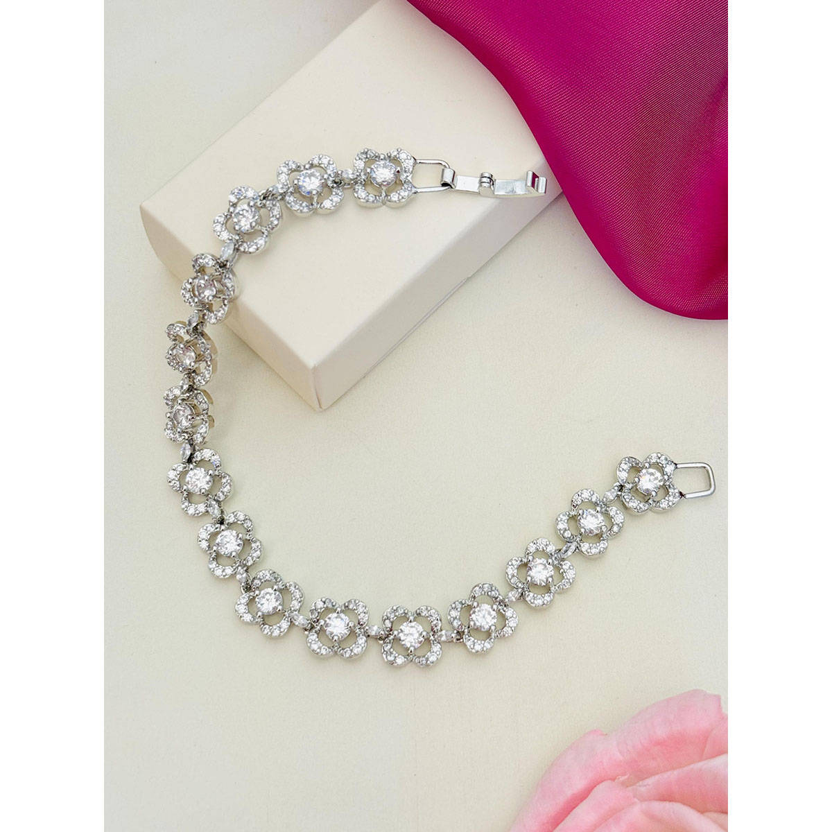 Abdesigns High Quality American Diamond Bracelet White
